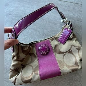 Vintage Y2K Coach Signature purple stripe bag